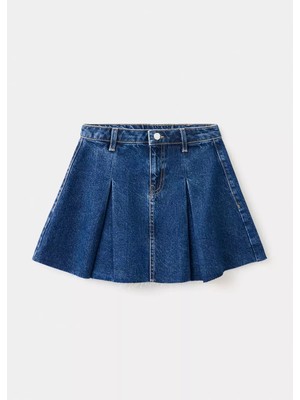 Mango Pileli Denim Etek