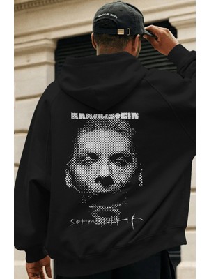 Sevbano Rammstein Rock Metal Müzik Grubu Sırt Baskılı Unisex Oversize Premium Hoodie