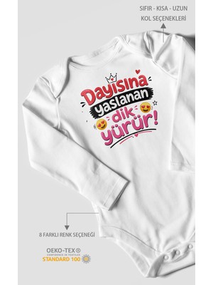 Morivo Kids Dayısına Yaslanan Dik Yürür Uzun Kollu Çıtçıtlı Bebek Body