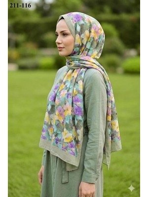 Sharell Bambu Kraş Pamuk Şal (Yeşil) 211-116