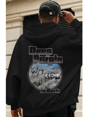 Sevbano Deep Purple Rock Metal Müzik Grubu Sırt Baskılı Unisex Oversize Premium Hoodie