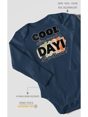 Morivo Kids Cool Diye Yazılır Dayı Diye Okunur Uzun Kollu Çıtçıtlı Bebek Body