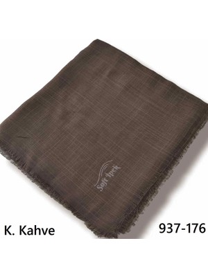 Soft İpek Soft Ipek Düz Renk Flamlı Pamuk Eşarp (Koyu Kahve) 937-176
