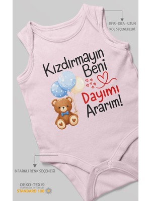 Morivo Kids Kızdırmayın Beni, Dayımı Ararım! Sıfır Kollu Bebek Zıbını %100 Pamuk