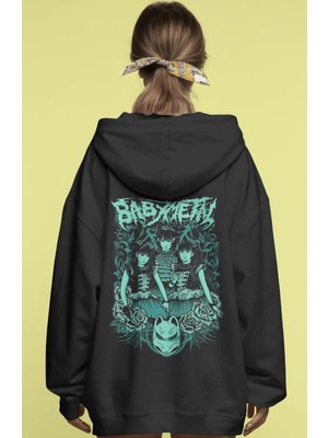 Sevbano Babymetal Rock Metal Müzik Grubu Sırt Baskılı Unisex Oversize Premium Hoodie