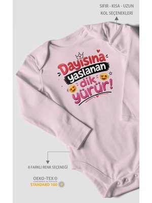 Morivo Kids Dayısına Yaslanan Dik Yürür Uzun Kollu Çıtçıtlı Bebek Body