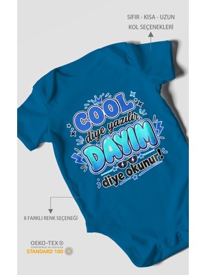 Morivo Kids Cool Diye Yazılır Dayım Diye Okunur Kısa Kollu Bebek Body %100 Pamuk
