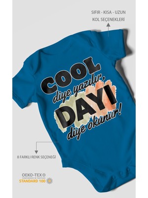 Morivo Kids Cool Diye Yazılır Dayı Diye Okunur Kısa Kollu Bebek Body %100 Pamuk