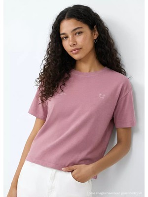 MANGO Teen %100 pamuk çizim detaylı tişört