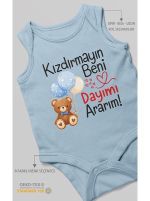 Morivo Kids Kızdırmayın Beni, Dayımı Ararım! Sıfır Kollu Bebek Zıbını %100 Pamuk