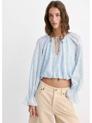 Mango Çiçek Desenli Crop Bluz