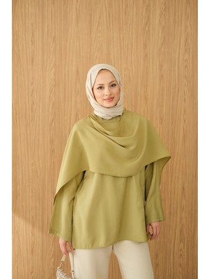 Miraydin Butik Kadın Şal Detay Bel Bağlamalı Bluz M61406 - Yeşil