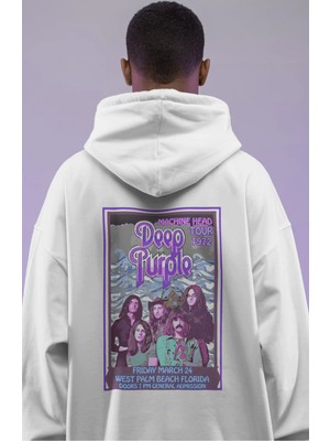 Sevbano Deep Purple Rock Metal Müzik Grubu Sırt Baskılı Unisex Oversize Premium Hoodie