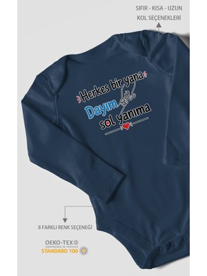 Morivo Kids Herkes Bir Yana, Dayım Sol Yanıma Uzun Kollu Bebek Body %100 Pamuk