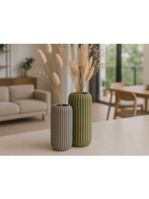 3D Baskı Modern Dekoratif Vazo – Minimalist Tasarım | Ev ve Ofis Dekorasyonu (2 Li Takım)