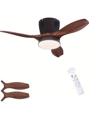AyrStore Tavan Vantilatörü LED Avize Armatür 45W 54CM 3 Kanatlı Sessiz Dc Motor Uzaktan Kumandalı 3 Kade
