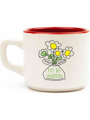 AyrStore Iyi Ki Varsın Papatya Buketi Beyaz Venüs Kupa - Hediyelik Kupa Fincan Mug