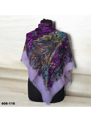 Soft İpek Soft Ipek Desenli Flamlı Kotton Eşarp 406-116