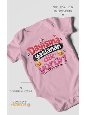 Morivo Kids Dayısına Yaslanan Dik Yürür Kısa Kollu Bebek Body %100 Pamuk