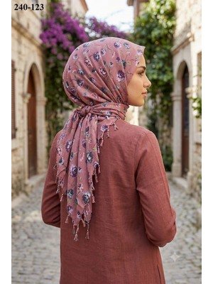 Dolce Life Desenli Sökme Boncuklu Eşarp 240-123