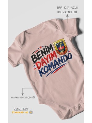 Morivo Kids Benim Dayım Komando! Kısa Kollu Bebek Body %100 Pamuk