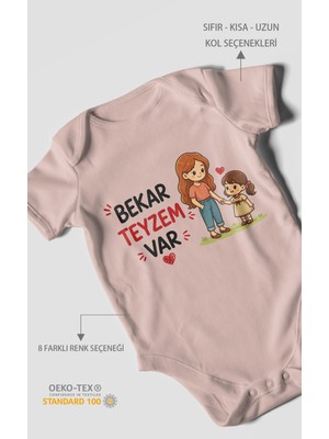 Morivo Kids Bekar Teyzem Var! Kısa Kollu Bebek Body %100 Pamuk