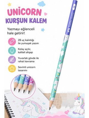 Artlantis Unicorn Kurşun Kalem 1 Adet Faber Castell Yuvarlak Gövdeli Siyah Kurşun Kalem Yumuşak Yazım Kolay Tutuş Kaliteli