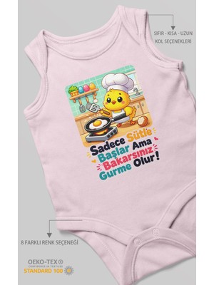 Morivo Kids Sadece Sütle Başlar Yazılı Sıfır Kollu Bebek Zıbını %100 Pamuk