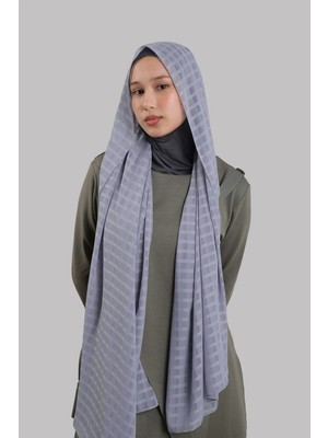 Hürrem Bone Gri Pratik Hazır Geçmeli Şal Desenli Şifon Hijab Boneli 2415_15