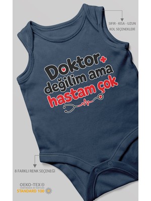 Morivo Kids Doktor Değilim Ama Hastam Çok! Sıfır Kol Bebek Zıbını %100 Pamuk