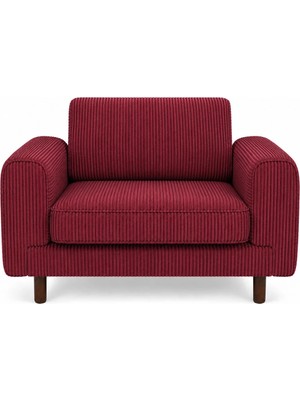 Rolivs Mokka Xl Berjer 90 cm Oturumlu Geniş Tekli Koltuk Fitilli Kadife Nar Çiçeği