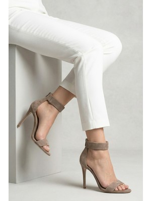 Nemesis Shoes Nemesis Gerçek Deri Kadın Topuklu Abiye Sandalet Vizon