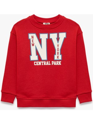 Koton Uzun Kollu Bisiklet Yaka Baskılı Oversize Sweatshirt