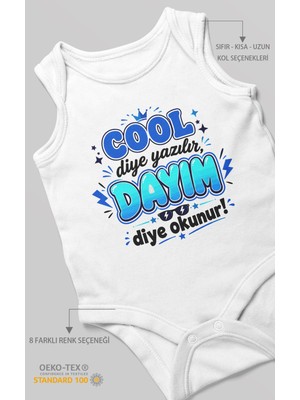 Morivo Kids Cool Diye Yazılır Dayım Diye Okunur Sıfır Kol Bebek Zıbını %100 Pamuk