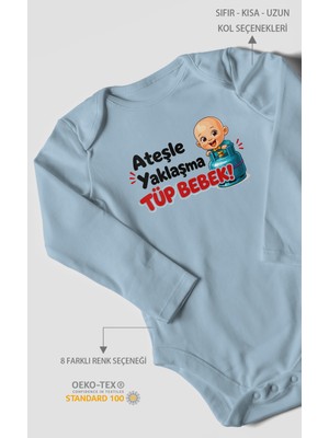 Morivo Kids Ateşle Yaklaşma Tüp Bebek Uzun Kollu Çıtçıtlı Bebek Body