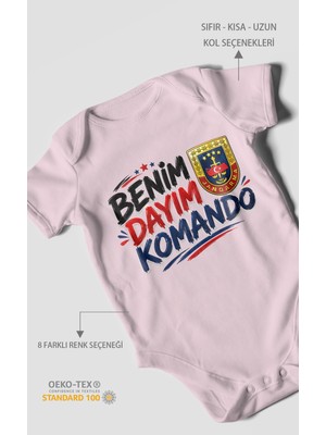 Morivo Kids Benim Dayım Komando! Kısa Kollu Bebek Body %100 Pamuk