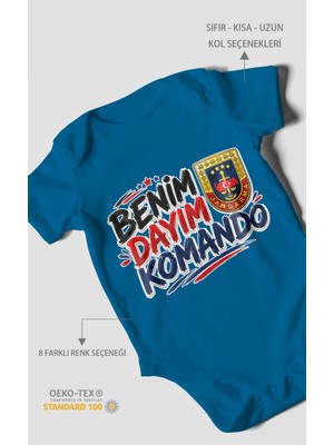 Morivo Kids Benim Dayım Komando! Kısa Kollu Bebek Body %100 Pamuk