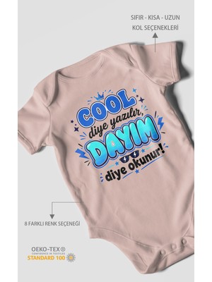 Morivo Kids Cool Diye Yazılır Dayım Diye Okunur Kısa Kollu Bebek Body %100 Pamuk