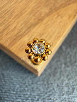 Zadenza Gold 316 L Cerrahi Çelik Tek Taş Çiçek Altın Tragus Helix Conch Piercing
