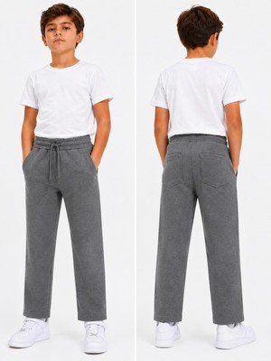 Dıgıl Kids Ribanalı Eşofman Altı Pantalon Likralı Ilkokul Orta Okul 2 Iplik Kumaş Düz Paça (Unisex)