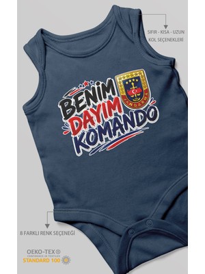 Morivo Kids Benim Dayım Komando! Sıfır Kol Bebek Zıbını %100 Pamuk