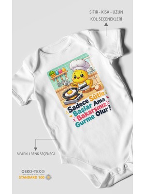 Morivo Kids Sadece Sütle Başlar Yazılı Kısa Kollu Bebek Body %100 Pamuk