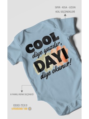 Morivo Kids Cool Diye Yazılır Dayı Diye Okunur Kısa Kollu Bebek Body %100 Pamuk