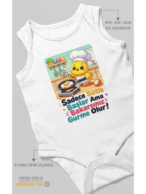 Morivo Kids Sadece Sütle Başlar Yazılı Sıfır Kollu Bebek Zıbını %100 Pamuk
