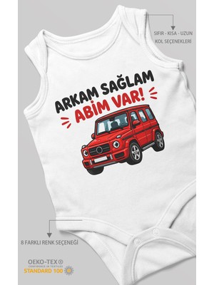 Morivo Kids Arkam Sağlam Abim Var Sıfır Kollu Bebek Zıbını %100 Pamuk