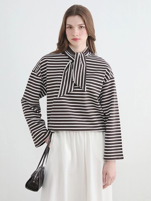 Lc Waikiki Yeni Sezon Şal Yaka Çizgili Kadın Sweatshirt Tunik