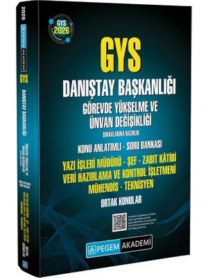 Pegem Akademi Yayıncılık 2026 GYS Danıştay Başkanlığı Görevde Yükselme Sınavlarına Hazırlı
