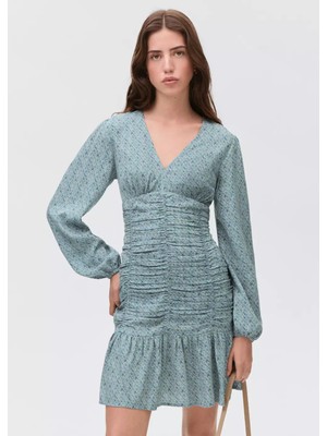 Mango Drape Detaylı Desenli Elbise