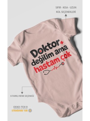 Morivo Kids Doktor Değilim Ama Hastam Çok! Kısa Kollu Bebek Body %100 Pamuk