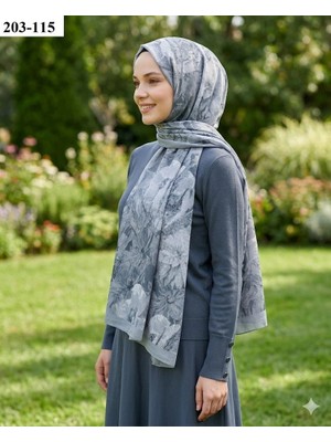 Moon Scarf Bambu Kraş Pamuk Şal (Mavi) 203-115